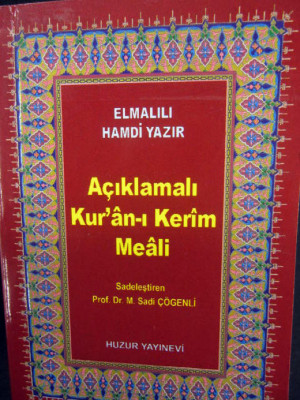 Turkish Religious Book: "Aciklamali Kur'an-i Kerim Meali"
